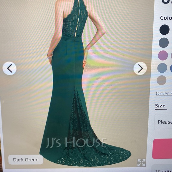 NWT Trumpet/Mermaid Evening Gown with sweep train - dark green halter - Picture 1 of 4